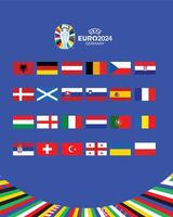 euro 2024 Tyskland symbol officiell med flaggor emblem design logotyp europeisk fotboll slutlig illustration vektor