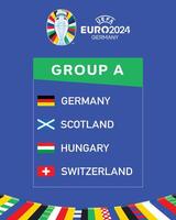 euro 2024 Tyskland grupp en flaggor emblem design officiell logotyp symbol europeisk fotboll slutlig illustration vektor