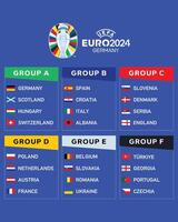 Euro 2024 Deutschland Gruppen Flaggen abstrakt Design Symbol offiziell Logo europäisch Fußball Finale Illustration vektor