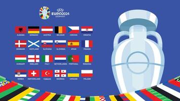 Euro 2024 Deutschland Flaggen Embleme abstrakt Design mit Trophäe Symbol offiziell Logo europäisch Fußball Finale Illustration vektor