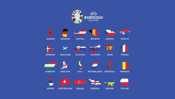 Euro 2024 Deutschland Flaggen Karte Design mit Symbol offiziell Logo europäisch Fußball Finale Illustration vektor