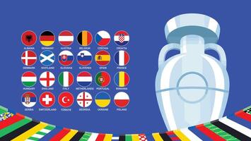 euro 2024 Tyskland flaggor emblem med trofén symbol design officiell logotyp europeisk fotboll slutlig illustration vektor