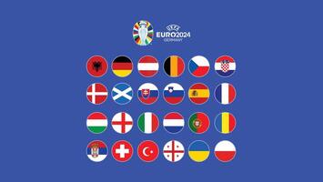 euro 2024 Tyskland flaggor emblem design med officiell symbol logotyp europeisk fotboll slutlig illustration vektor