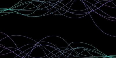abstrakt wellig dynamisch Blau Grün violett Licht Linien Kurve Banner auf schwarz Hintergrund im Konzept Technologie, neural Netzwerk, Neurologie, Wissenschaft, Musik, Neon- Licht vektor