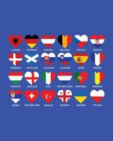 europeisk fotboll 2024 flaggor hjärta design abstrakt lag nationer symbol europeisk fotboll länder illustration vektor