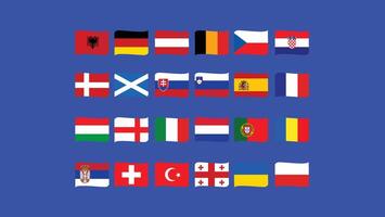 europeisk fotboll 2024 flaggor band abstrakt design symbol europeisk fotboll nationer lag länder illustration vektor