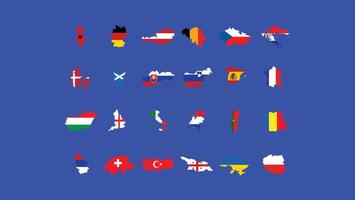 europeisk fotboll 2024 flaggor Karta abstrakt design symbol europeisk fotboll nationer lag länder illustration vektor