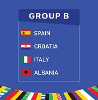 europeisk nationer 2024 grupp b band flaggor abstrakt design lag länder europeisk fotboll symbol logotyp illustration vektor