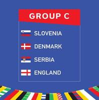 europäisch Nationen 2024 Gruppe c Teams Flaggen abstrakt Design Länder europäisch Fußball Symbol Logo Illustration vektor