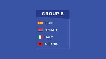 europeisk nationer 2024 grupp b flaggor abstrakt design lag länder europeisk fotboll symbol logotyp illustration vektor