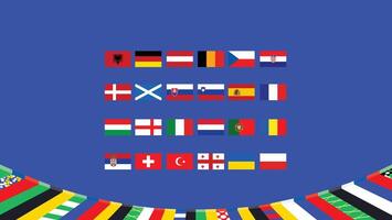 europäisch Fußball 2024 Flaggen Design abstrakt Symbol europäisch Fußball Nationen Teams Länder Illustration vektor