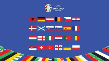 Euro 2024 Deutschland Symbol offiziell mit Embleme Flaggen Design Logo europäisch Fußball Finale Illustration vektor