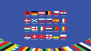 europeisk nationer fotboll 2024 flaggor design abstrakt symbol europeisk fotboll lag länder illustration vektor