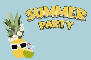 Sommer- Party Hintergrund mit Ananas und Kokosnuss feiern Sommer, isoliert Hintergrund vektor