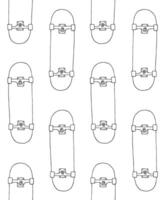 sömlös mönster av skiss skateboard vektor
