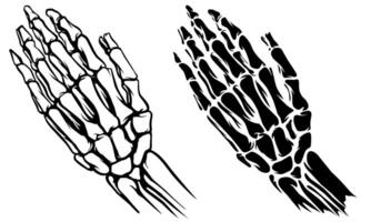 Skelett beten Hand Zeichen schwarz und Weiß Illustration vektor