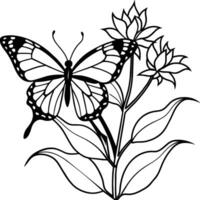 monark fjäril flygande färg sidor. fjäril på blomma färg sidor vektor