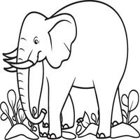 elefant djur- färg sidor för färg bok vektor