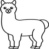 Alpaka Färbung Seiten. Alpaka Tier Gliederung zum Färbung Buch. Tiere Linie Kunst vektor