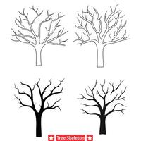 Spöke skog mystisk träd skelett illustrationer vektor
