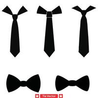 formelle Kleidung das Wesentliche klassisch Krawatte Silhouette Sammlung vektor