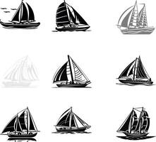 uppsättning samling av segling fartyg vektor