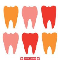 tand rike olika silhuett uppsättning för dental grafik vektor