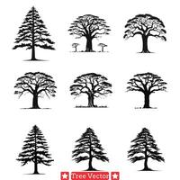 Verzweigung Schönheit detailliert Baum Silhouette Sammlung zum Design Enthusiasten vektor