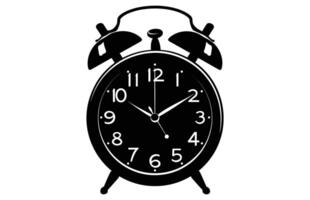 Alarm Uhr Silhouette mit ein Glocke auf Beine Illustration. vektor