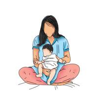 mors dag illustration, illustration av mor med henne liten barn vektor
