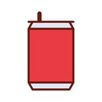 Dose Soda mit roter Farbe auf weißem Hintergrund vektor
