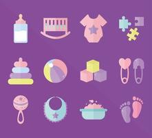 Set von Babyparty-Icons vektor