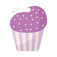 cupcake toppad med lila frosting på en vit bakgrund vektor