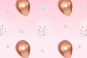 realistisch Rose Gold und transparent Luftballons Feier Hintergrund vektor