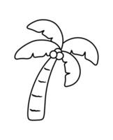 schwarz Gliederung Palme und Kokosnuss Baum Symbol Clip Art zum Sommer- Element Dekoration vektor