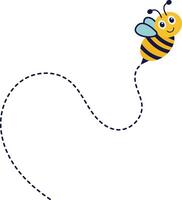 Biene fliegend auf gepunktet Route. mit Karikatur Charakter Design. isoliert Illustration. vektor