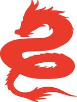 röd kinesisk drake silhuett med platt design och former. kinesisk zodiaken på 2024 kinesisk ny år vektor