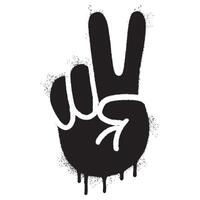 sprühen gemalt Graffiti Hand Geste v Zeichen zum Sieg Symbol gesprüht isoliert mit ein Weiß Hintergrund. Graffiti Hand Geste v Zeichen zum Frieden Symbol mit Über sprühen im schwarz Über Weiß. vektor