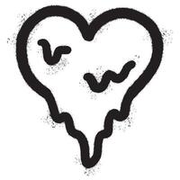 sprühen gemalt Graffiti schmelzen Herz Symbol gesprüht isoliert mit ein Weiß Hintergrund. Graffiti Blutung Herz Symbol mit Über sprühen im schwarz Über Weiß. vektor