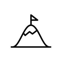mål ikon med berg och flagga på de topp vektor