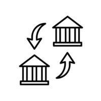 Bank överföra ikon med byggnad och pil vektor