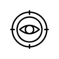fokus ikon med de öga i de Centrum av de siktar hål vektor