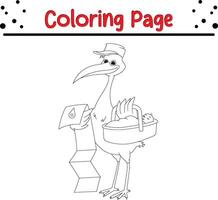 Storch Tragen Baby suchen Karte Adresse Färbung Buch Seite zum Kinder und Erwachsene vektor