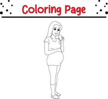 schwanger Frau Trinken Milch Glas Färbung Buch Seite zum Erwachsene und Kinder vektor
