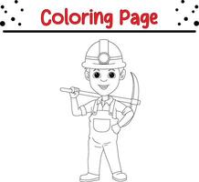 glücklich Bergmann Junge Färbung Buch Seite zum Kinder und Erwachsene vektor