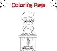 glücklich Junge lesen Buch Färbung Buch Seite zum Erwachsene und Kinder vektor
