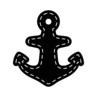 ankare ikon logotyp roder båt symbol pirat nautisk havs rusa linje tecknad serie illustration klotter enkel grafisk design vektor