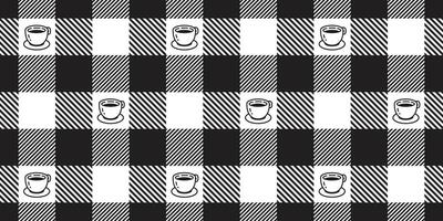 kaffe te kopp sömlös mönster kontrollerade tartan pläd te mjölk glas upprepa bakgrund scarf isolerat bricka tapet klotter tecknad serie illustration design vektor