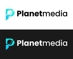 Brief p Monogramm Raum Planet Logo Design. vektor