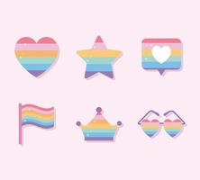 Satz von Symbolen mit LGBTQ-Stolzfarben vektor